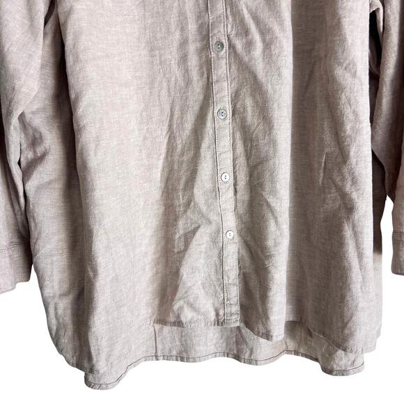 Sigrid Olsen Linen Blend Button Down Shirt 3X Neutral Beige Lightweight Top - Picture 2 of 7